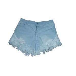 Rue 21 Jeans Shorts 16 Light Blue Cutoff Lace Distressed Denim. Dimensions waist